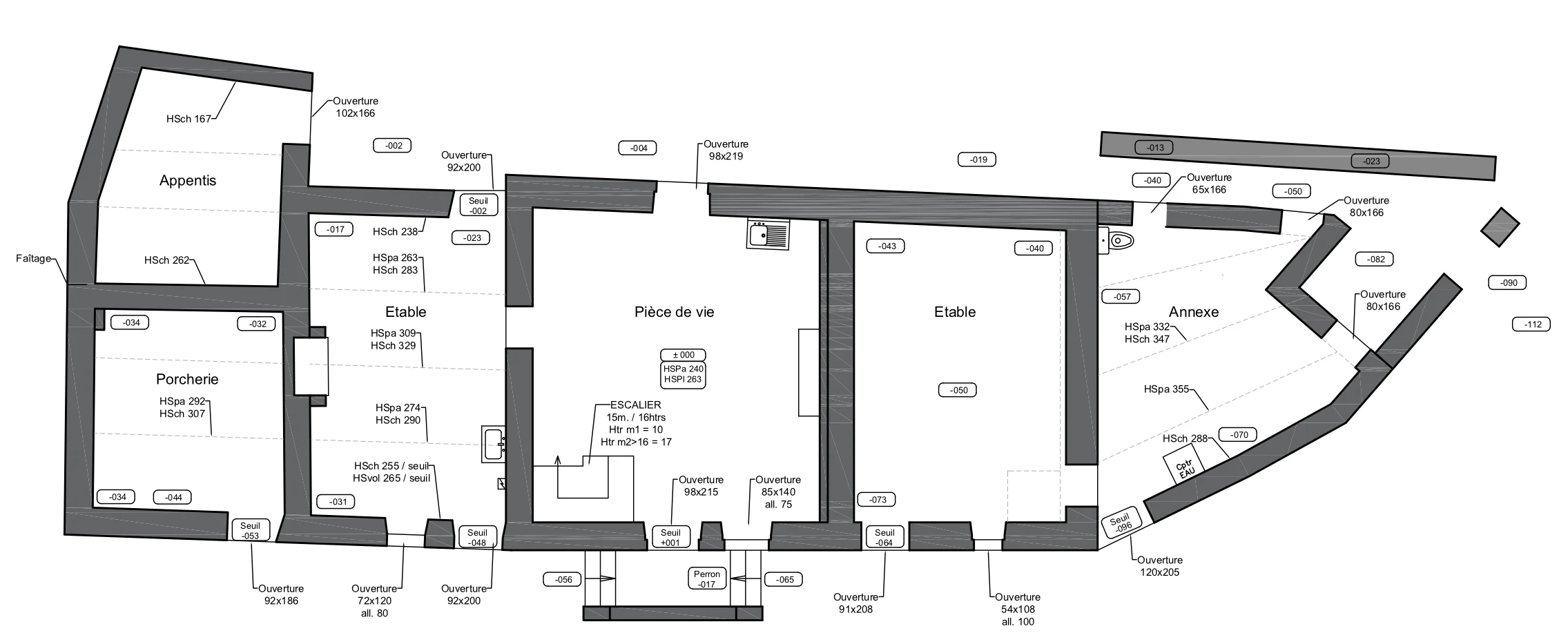 Plan de l'ancien corps de ferme avant travaux, RENAISSANCE
